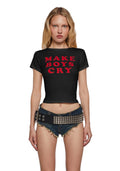 Cute Boy Tears Graphic Tee – Black