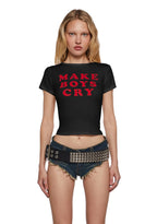 Cute Boy Tears Graphic Tee – Black