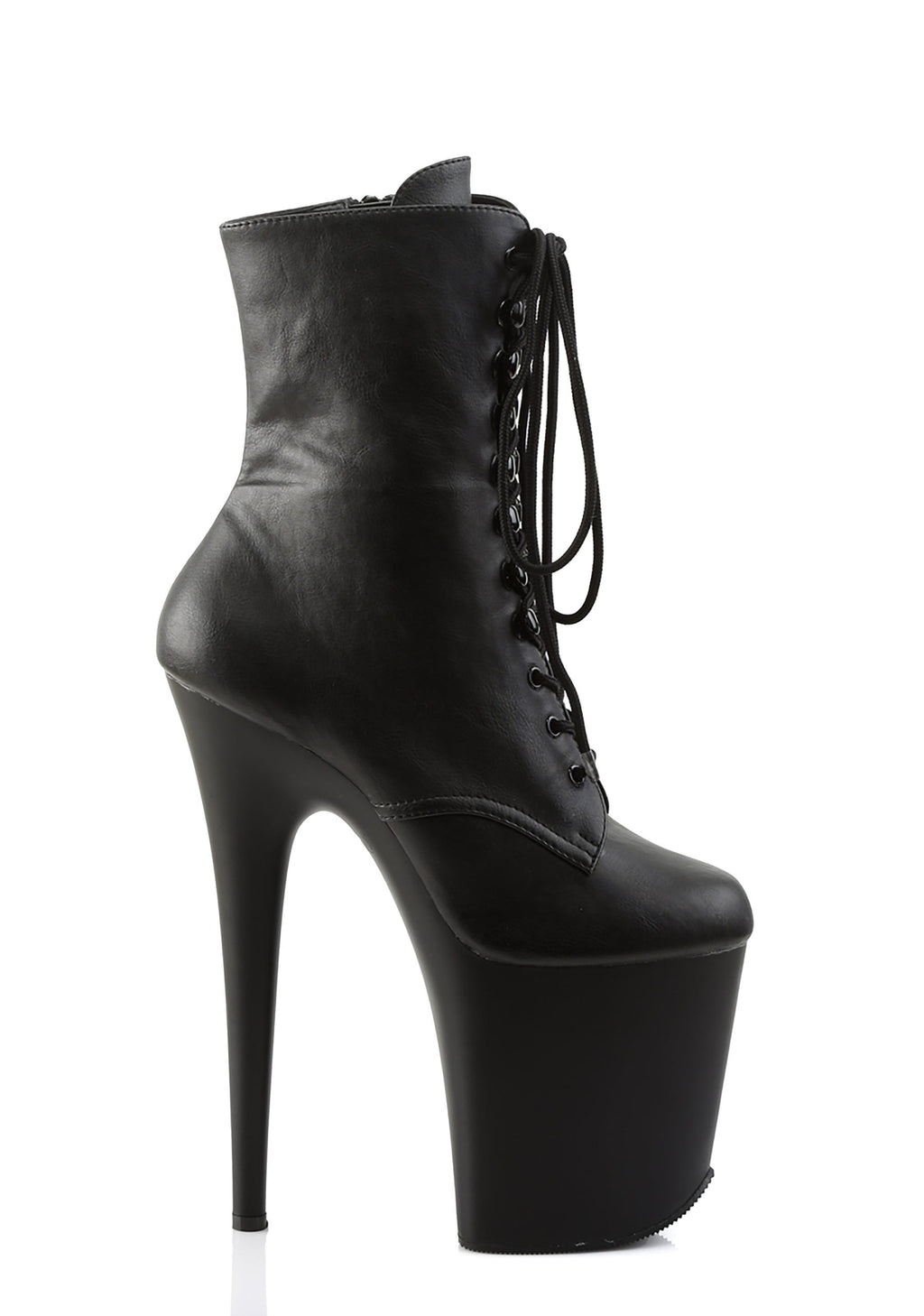 Flamingo-1020 Platform Ankle Boots-Black PU