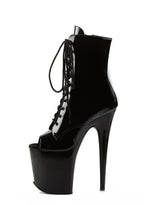 Flamingo-1021 Platform Peep Toe Ankle Boots-Black