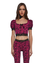 Lace Print Crop Top