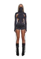 Outro Shredded Romper With Shrug