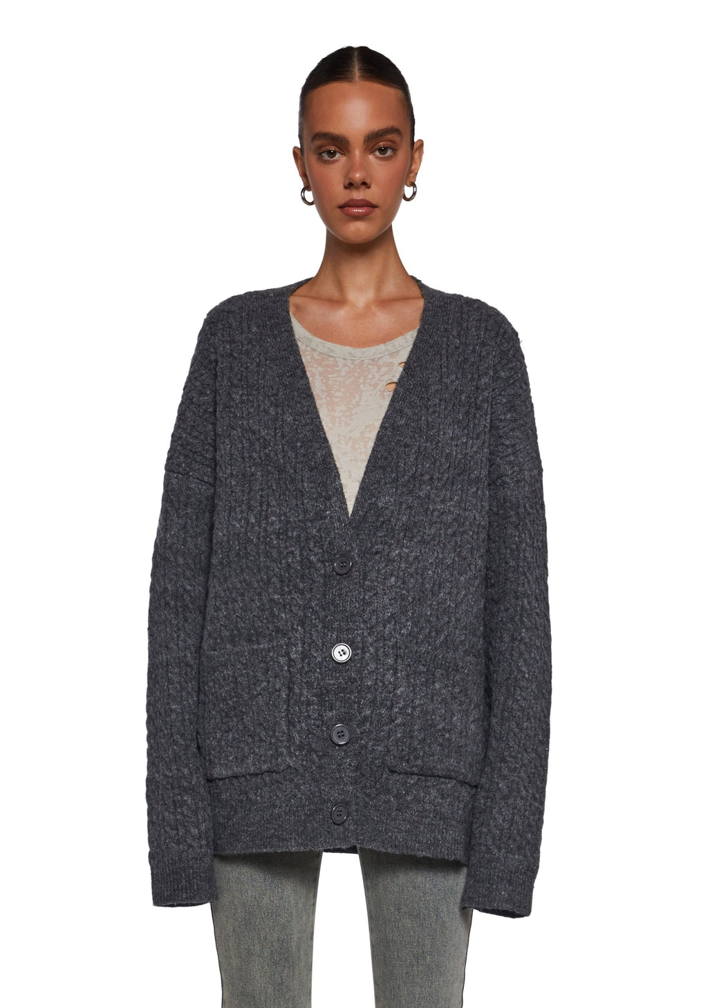 Rooftop Escape Knit Cardigan – Gray