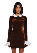 Macchiato Sessions Velvet Dress – Brown