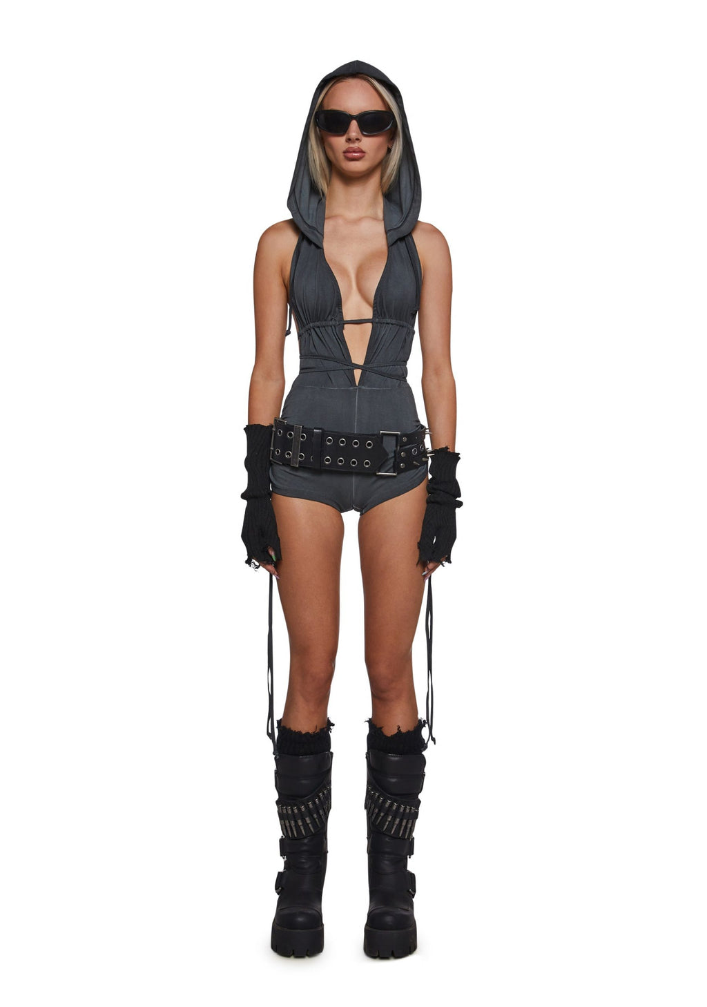 Downbeat Hooded Romper – Black