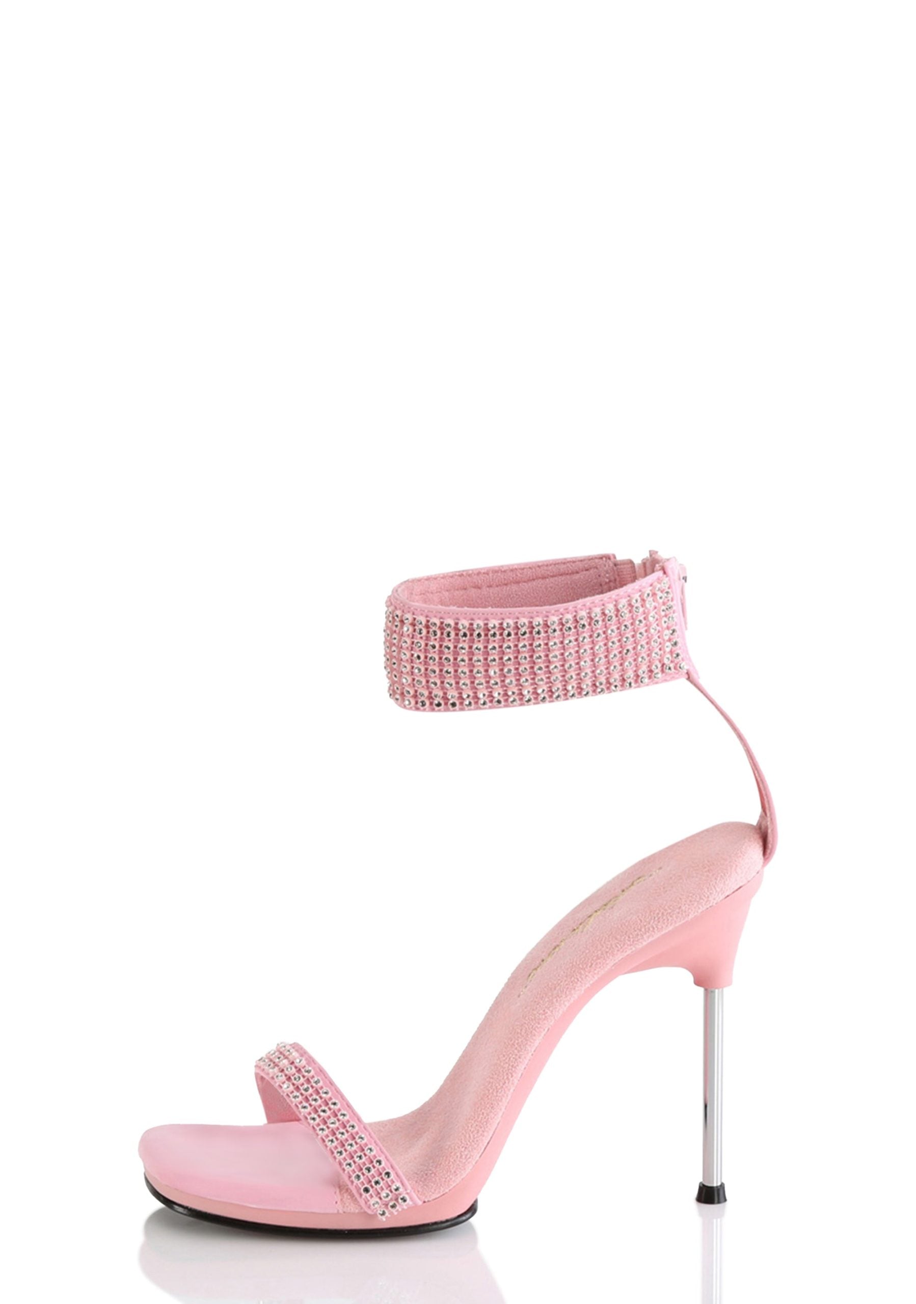 Chic-40 Platform Ankle Strap Rhinestone Sandals-Baby Pink