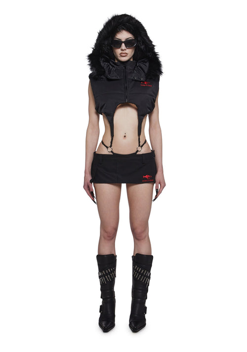 Born To Ride Pleated Ultra Mini Skirt – Black
