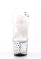 Stardust-708 Platform Ankle Strap Sandals-Clear