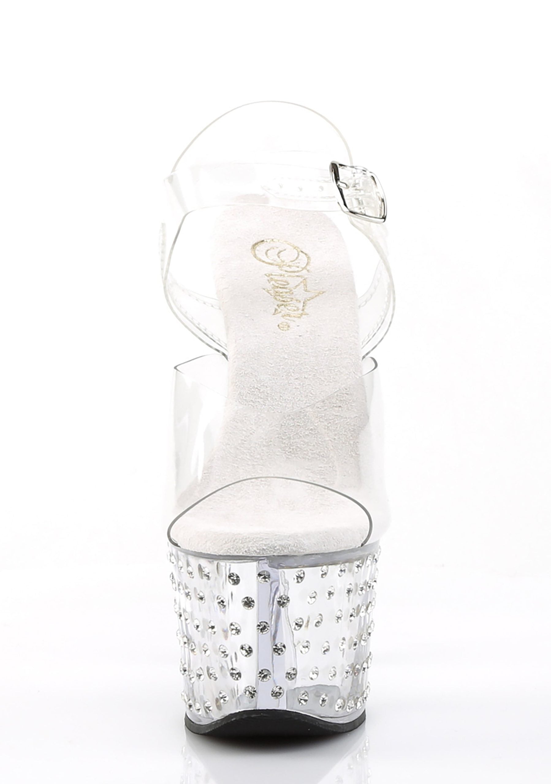 Stardust-708 Platform Ankle Strap Sandals-Clear