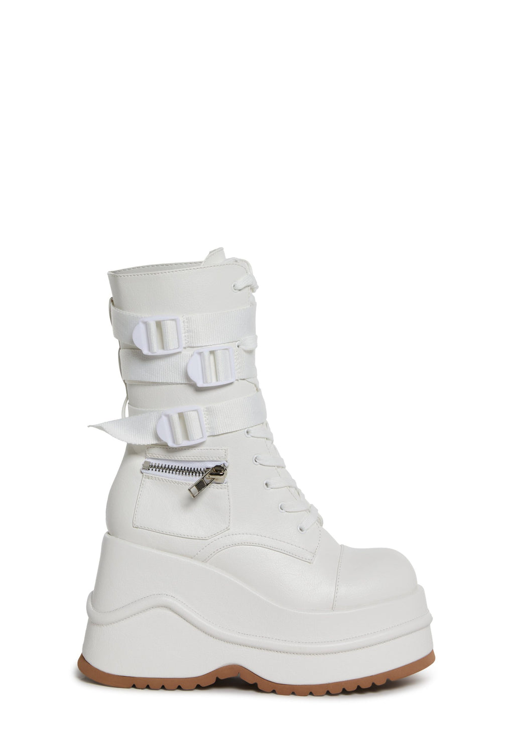 Mad Hustle Wedge Platform Boots – White