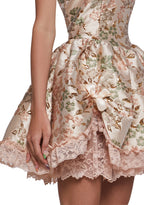 Tea And Circumstance Brocade Mini Dress – Pink