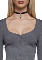 Hearts Linked Henley Dress – Gray