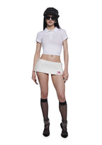 Born To Ride Pleated Ultra Mini Skirt – White