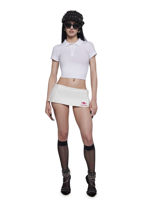 Born To Ride Pleated Ultra Mini Skirt – White