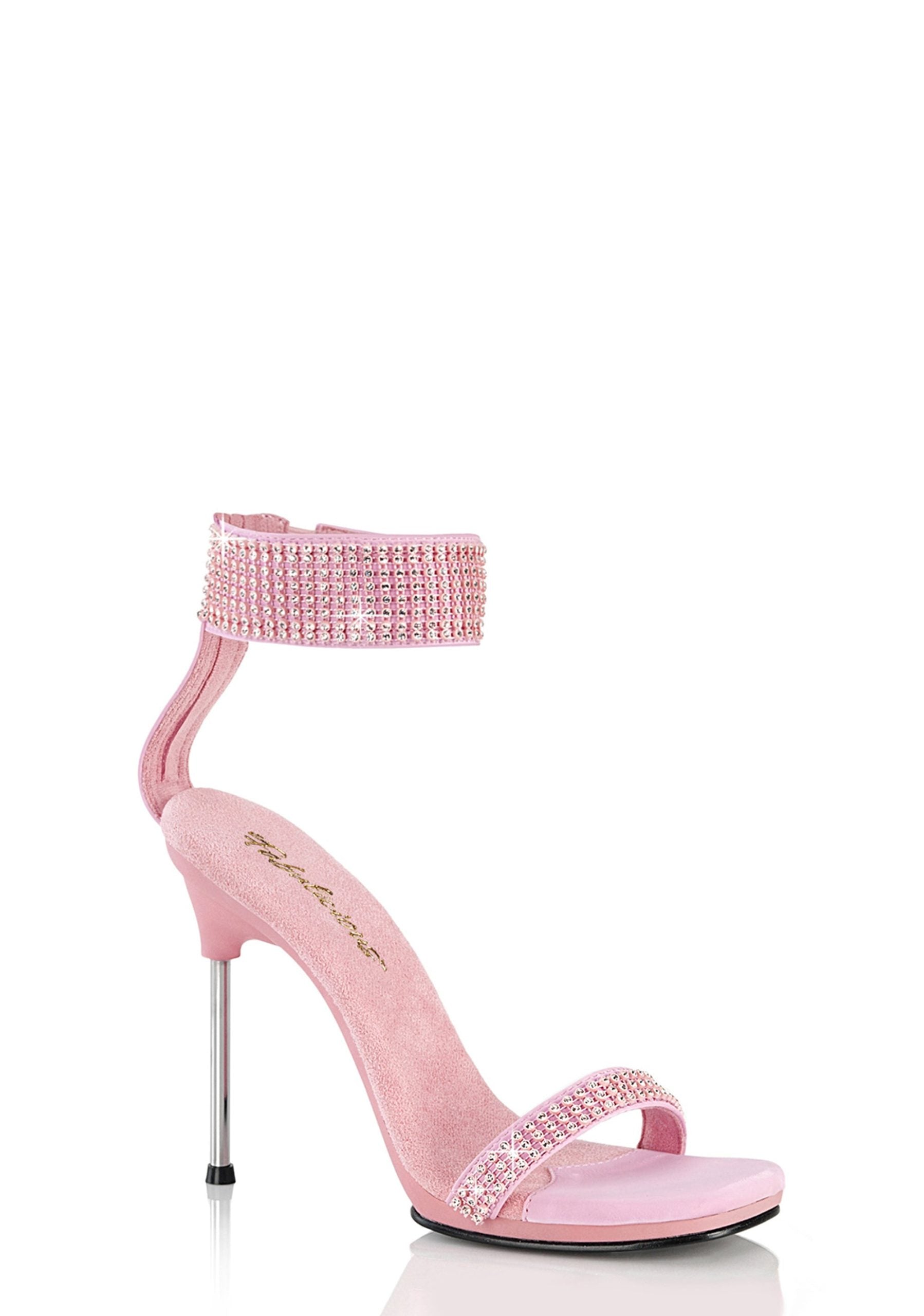 Chic-40 Platform Ankle Strap Rhinestone Sandals-Baby Pink