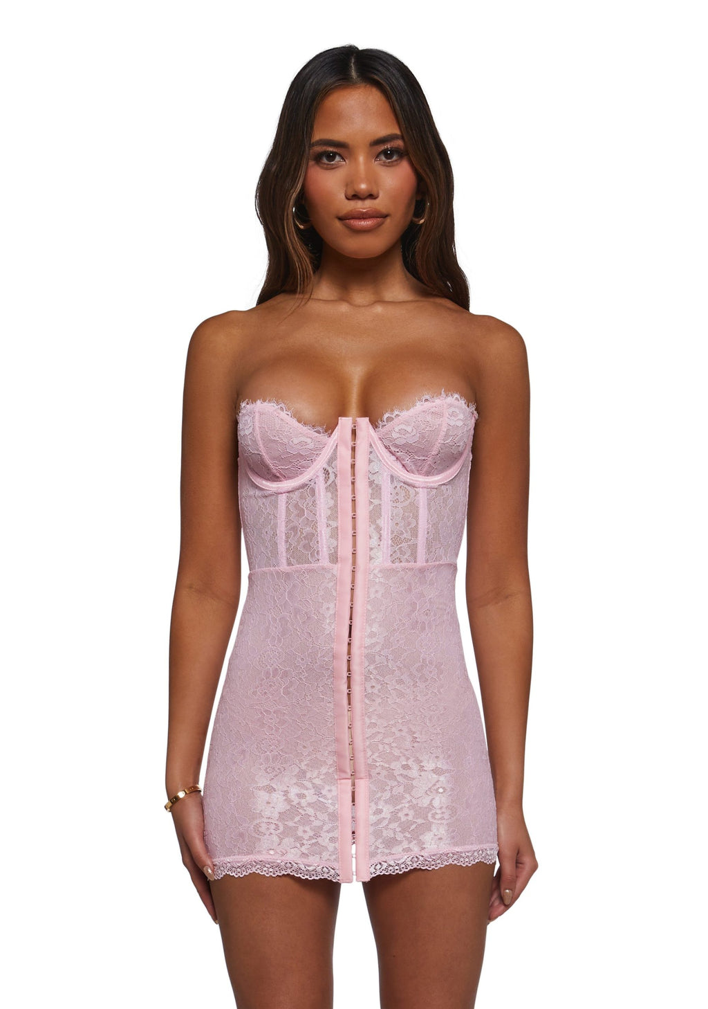 Captivating Gazes Slip Dress – Pink Lace