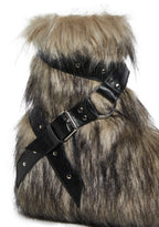 Low Wild Instincts Faux Fur Combat Boots – Off White
