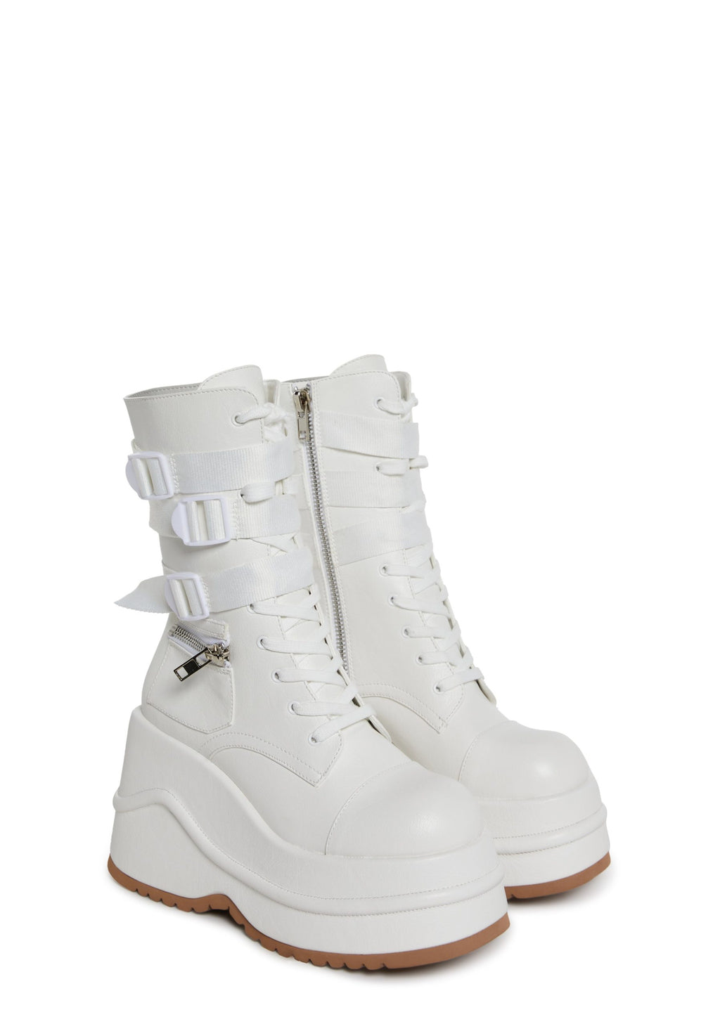 Mad Hustle Wedge Platform Boots – White