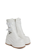 Mad Hustle Wedge Platform Boots – White