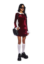 Macchiato Sessions Velvet Dress – Red