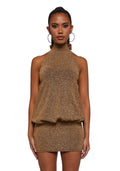 Club Moves Halter Dress – Gold Glitter