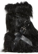 Low Wild Instincts Faux Fur Combat Boots – Black