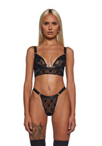Playboy Bunny Charm Bralette Set – Black