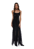 Velvet Maxi Dress With Rosettes
