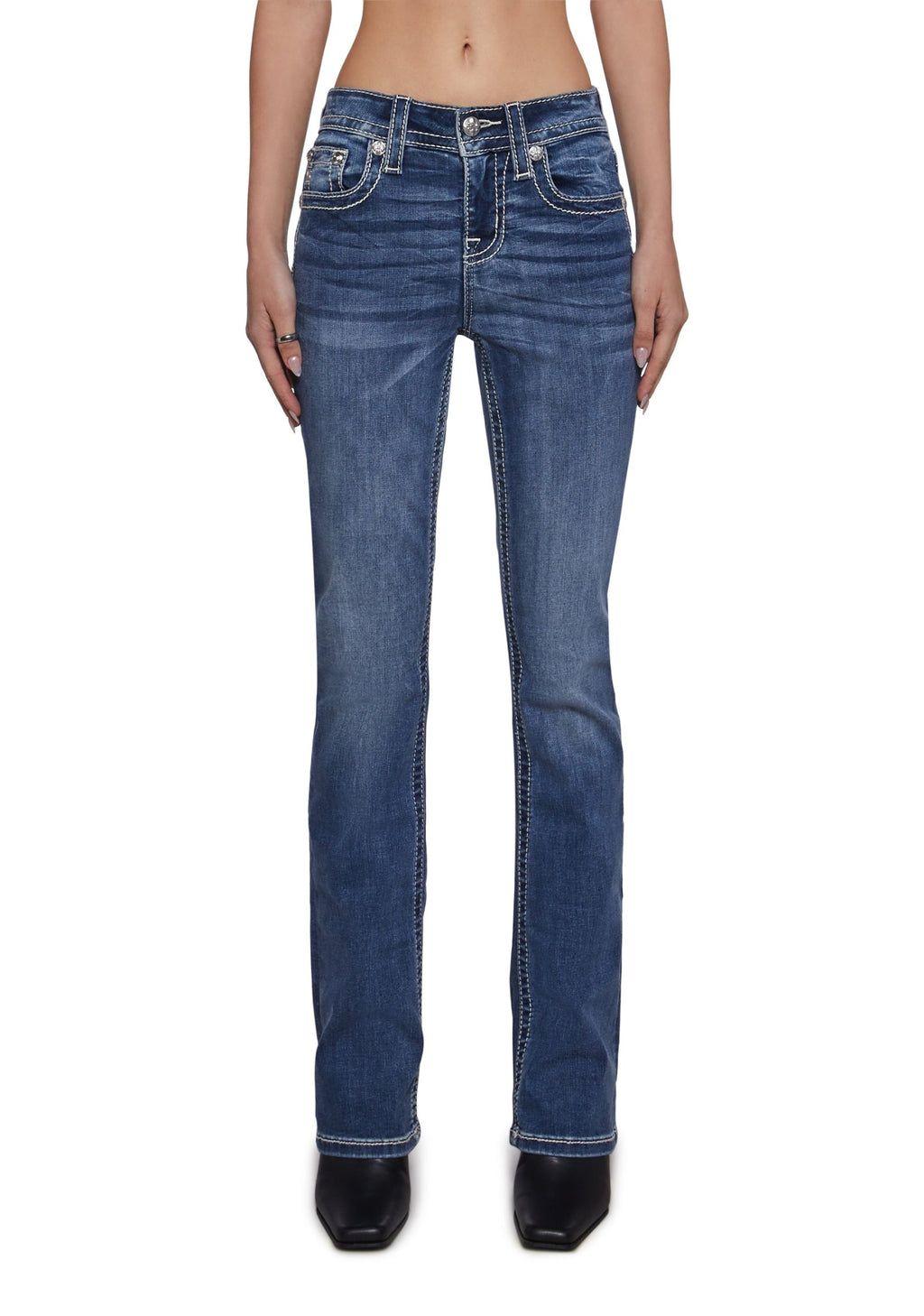 32″ Mid Rise Boot Cut Jeans