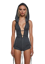 Downbeat Hooded Romper – Black