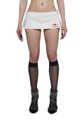 Born To Ride Pleated Ultra Mini Skirt – White