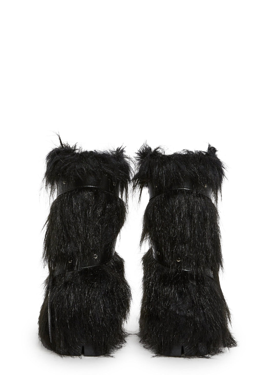 Low Wild Instincts Faux Fur Combat Boots – Black