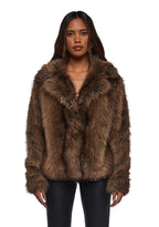 Melora Faux Fur Coat – Brown