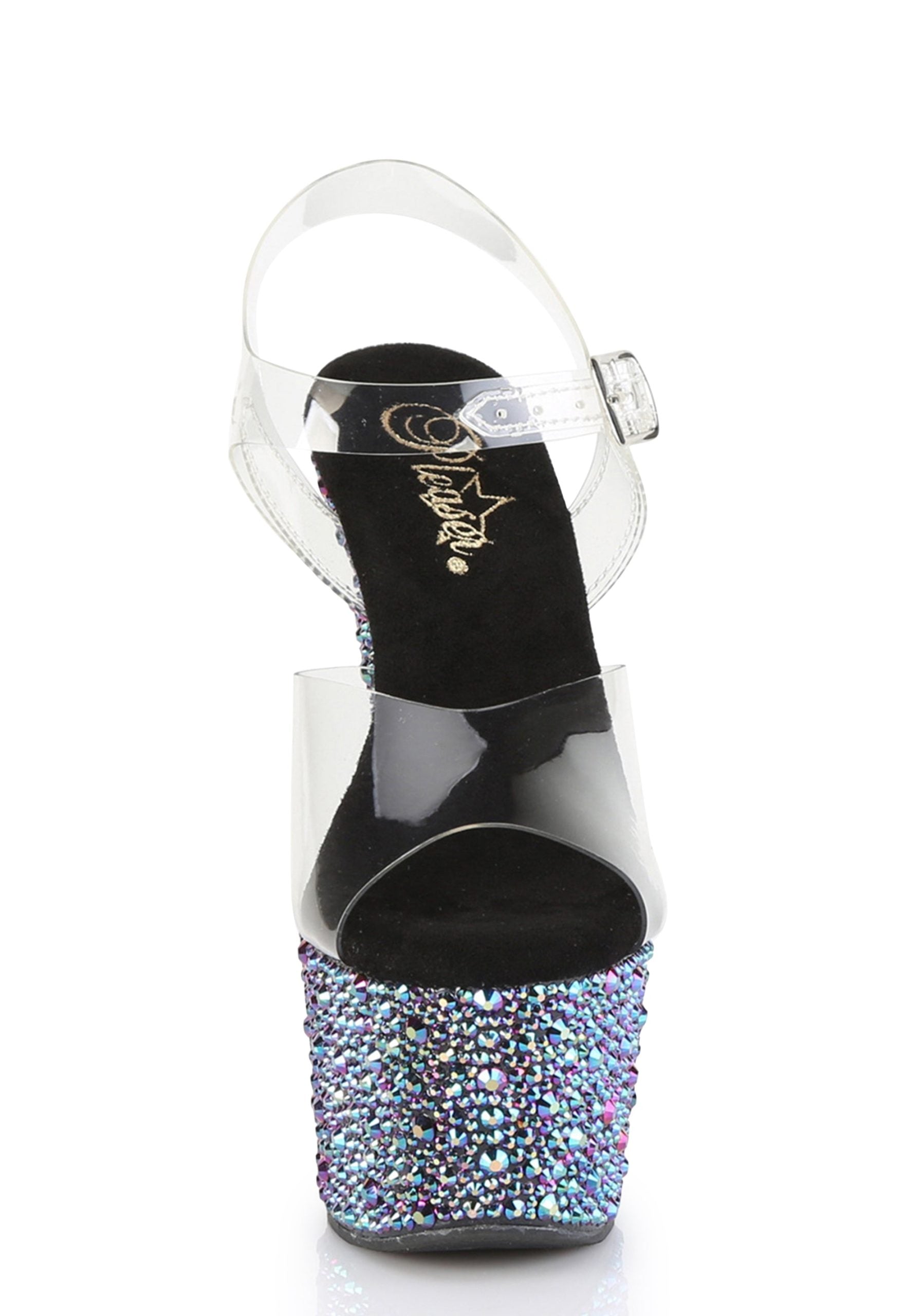 Bejeweled-708MS Platform Ankle Strap Sandals-Black