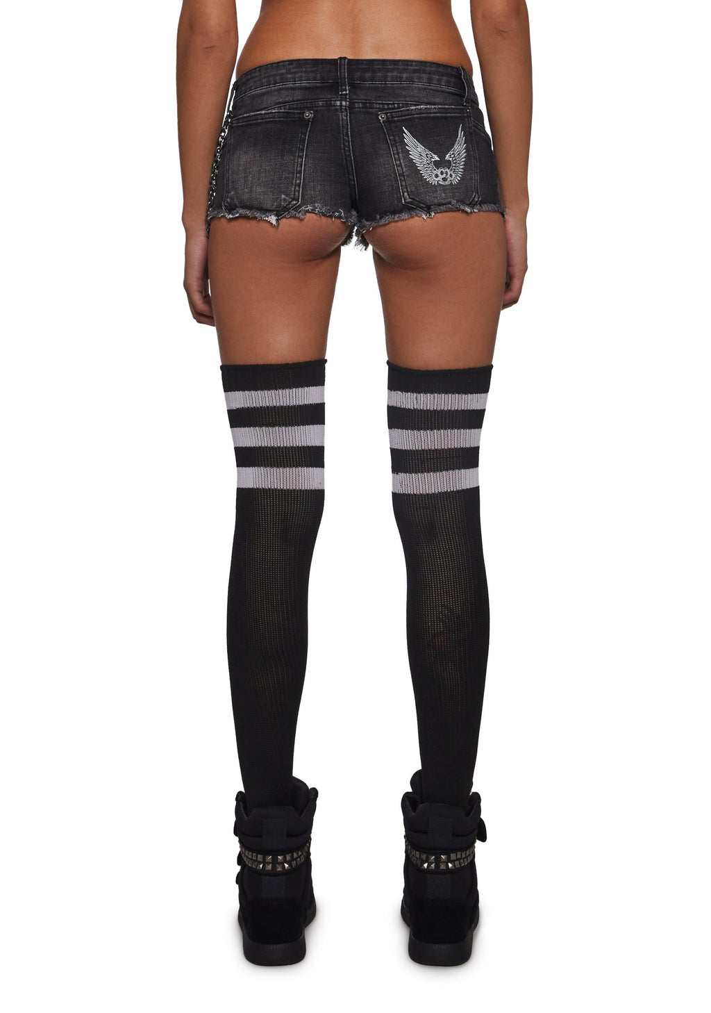 Ciska Brass Knuckle Denim Micro Shorts