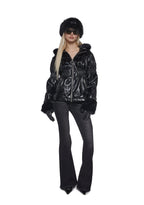 Puffer Jacket With Faux Fur Trim