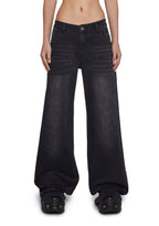 Sinful Attitude Wide Leg Jeans – Black Glitter
