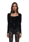 Crushed Velvet Jacket With Lace Back