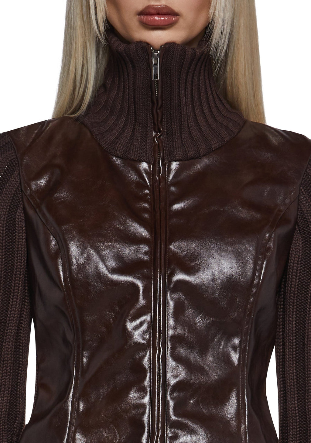 Tara Vegan Leather Knit Sweater