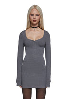 Hearts Linked Henley Dress – Gray