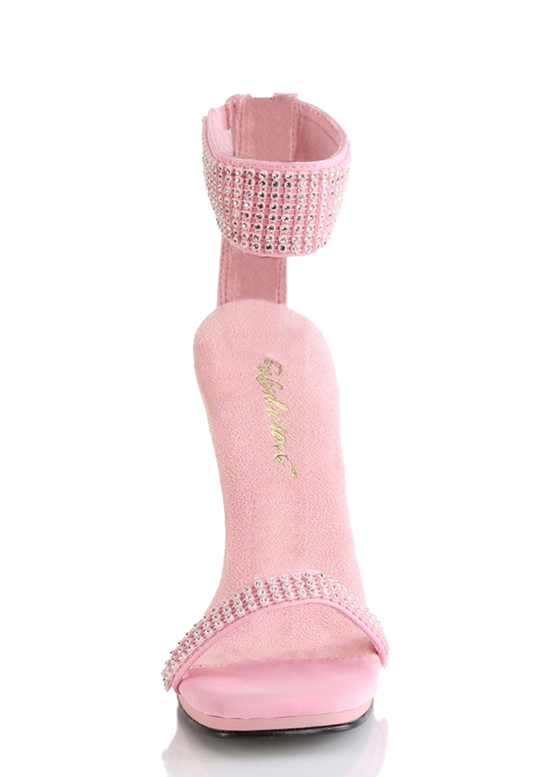 Chic-40 Platform Ankle Strap Rhinestone Sandals-Baby Pink