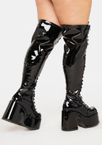 Camel-300WC Platform Wide Calf Thigh High Boots