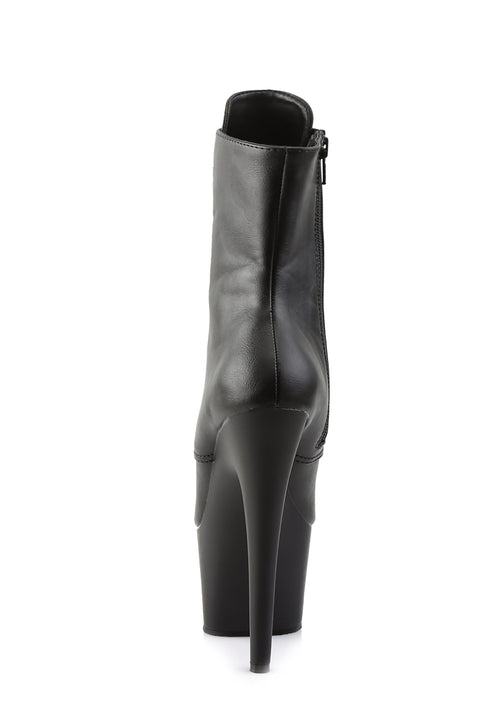 Adore-1020 Platform Ankle Boots-Black PU