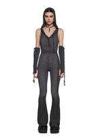 Warp Knit Hooded Jumpsuit