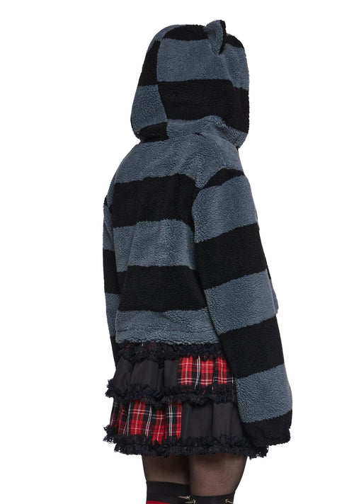 Black Cat Energy Hooded Sherpa Jacket