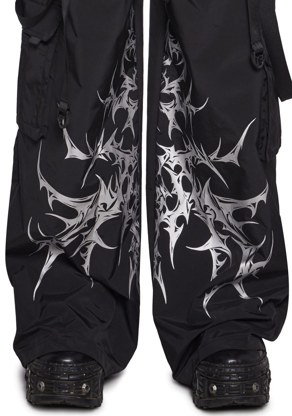 Cyber Noir Wide Leg Cargo Pants