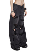 Sinful Attitude Wide Leg Jeans – Distressed Grey