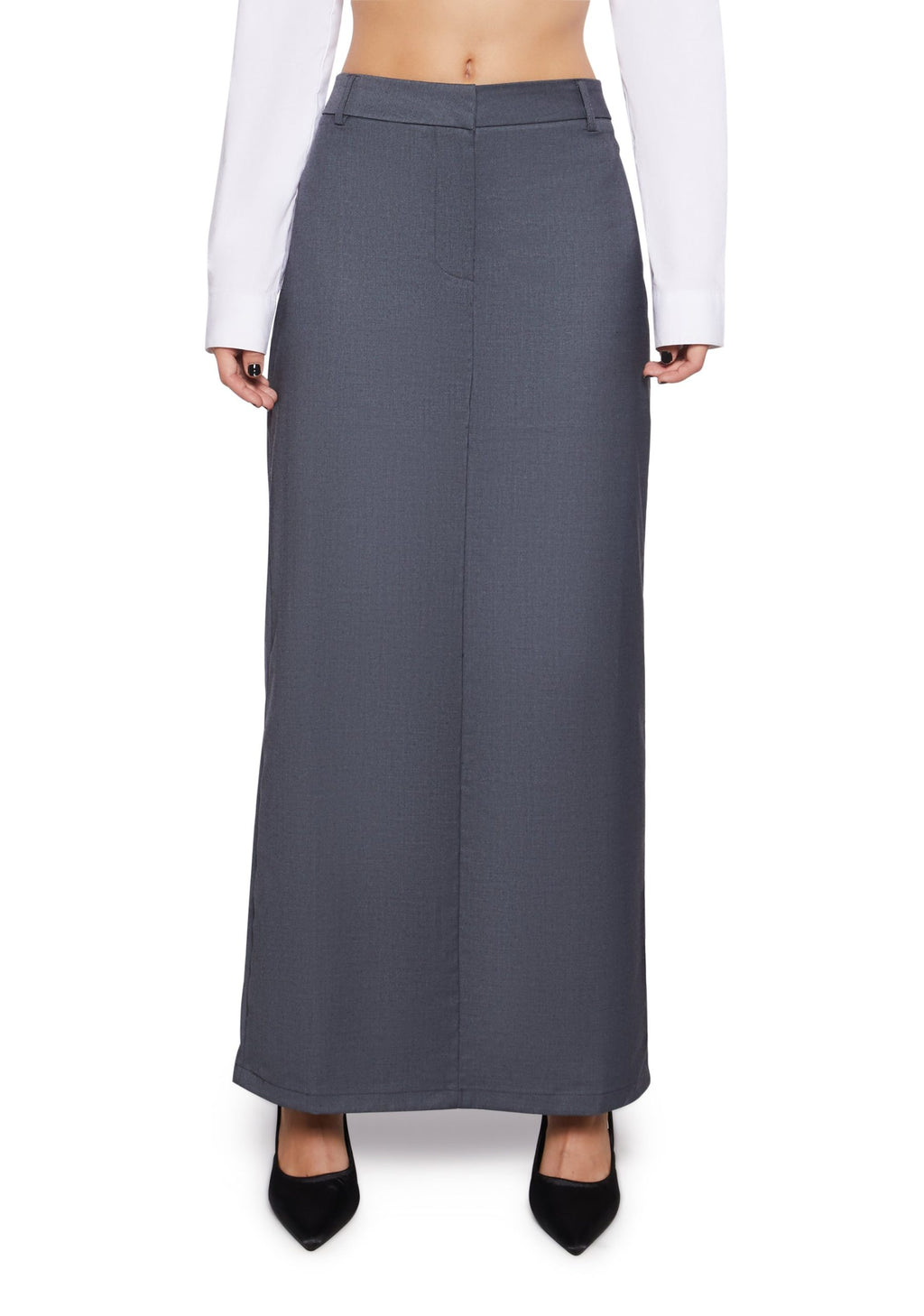 Executive Suite Maxi Skirt – Gray
