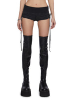 Chord Lace-Up Ribbed Shorts
