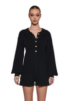 Cozy Weekends Knit Romper – Black